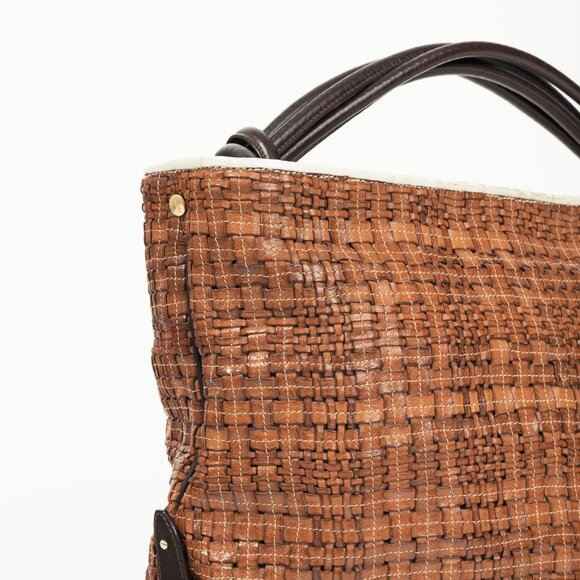 Escada SS/14 Brown Woven-Leather Hobo - Picture 6 of 13